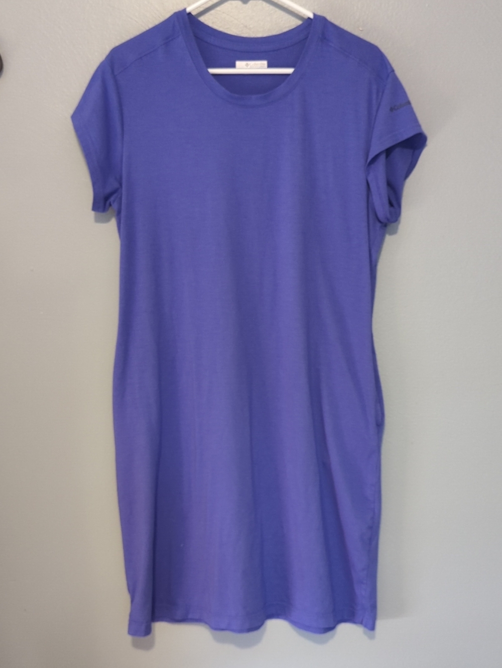 Columbia Sportswear Company Purple Cotton T-Shirt Dress with Pockets Large L